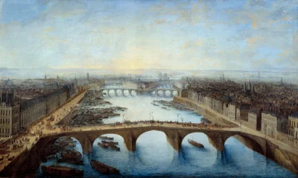 Vue cavalière de Paris prise sur le Pont Royal en 1741