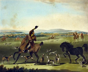 A Check, de The Pytchley Hunt, gravé par F. Jukes (1845-1879)