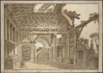 Conception pour les peintures dans la cellule du Père Lesueur au Monastère de la Santissima Trinità dei Monti à Rome - Charles Louis Clérisseau (1722-1820).