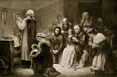 Célébration de la messe pendant la Révolution française, illustration de 