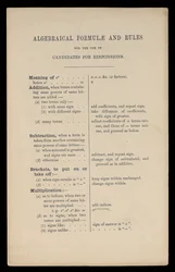 Formules et Règles Algébriques pour les Candidats aux Responsions, Oxford University Press