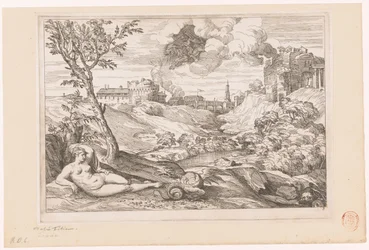 Paysage avec Andromède gardée par le dragon et Persée volant dans un nuage