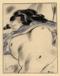 Femme à moitié nue endormie, s