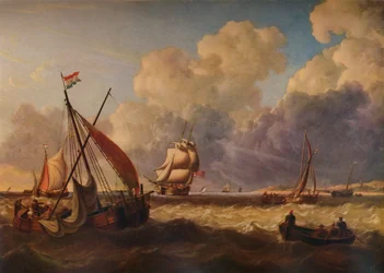 Bateaux de pêche au large de la côte néerlandaise, 1823