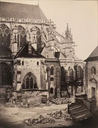 Chevet de la cathédrale de Troyes en restauration, France