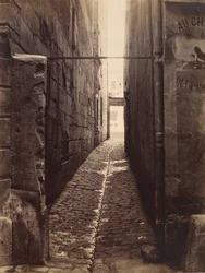 Rue du Chat-qui-Pêche depuis la Rue de la Huchette, vers 1868