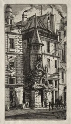 Eaux-fortes de Paris : maison à tourelle, rue des Tisserands