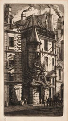 Eaux-fortes de Paris : Maison avec une tourelle, rue des Tisserands, 1852