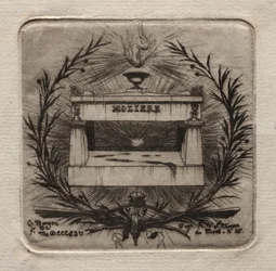 Eaux-fortes de Paris : Tombe de Molière au cimetière du Père Lachaise, 1854