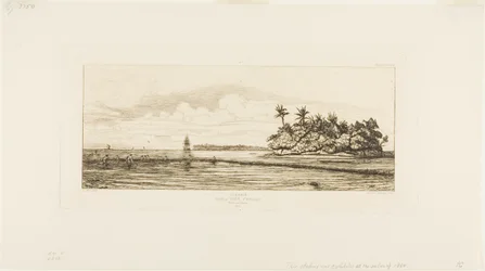 Océanie : Pêche, près des îles avec des palmiers dans le groupe Uea ou Wallis, 1845