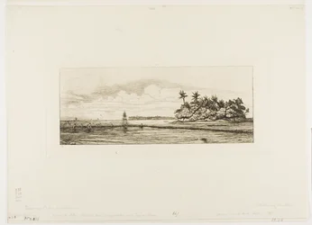 Océanie : Pêche, près des îles avec des palmiers dans le groupe Uea ou Wallis, 1845