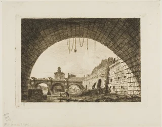 Pont-Neuf et la Samaritaine Vue sous la Première Arche du Pont-au-Change, Paris