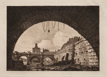 Le Nouveau Pont et la Samaritaine vus sous la première arche, 1855