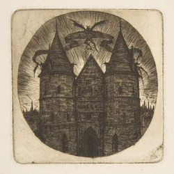 La vieille porte du Palais de Justice, Paris, frontispice pour «Eaux-fortes de Paris»