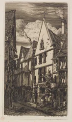 Vue le long de la rue des Toiles, Bourges