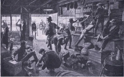 Les Boers pillant un magasin dans la propriété de Grange River, illustration de Après Pretoria : La Guerre de guérilla