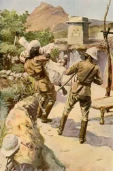 Roberts sauvé par un soldat à Bhagwana, 1901