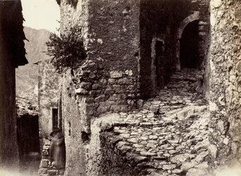 Une rue à Sainte-Agnès près de Roquebrune