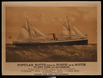Route populaire entre le Nord et le Sud via New York et Savannah, Ocean Steamship Company of Savannah... City of Augusta...
