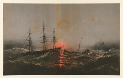 La frégate américaine Sabine, sauvant un bataillon de marines américains du transport Governor