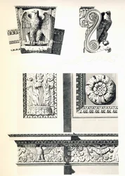 Décoration avec aigles, rosaces et feuilles d