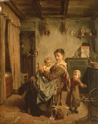 Cache-Cache, un intérieur avec mère et enfant