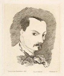 Autoportrait de Charles Baudelaire, pub. 1869 (eau-forte)