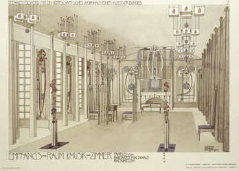 Design pour une salle de musique, vers 1901