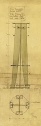 Conception pour un porte-parapluie, chapeau et manteau, montré en élévation et plan, vers 1898-1899