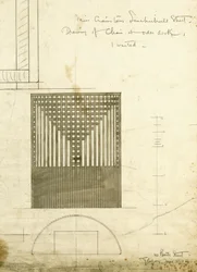 Conception pour le bureau de commande, montrée en élévation et en plan, 1904