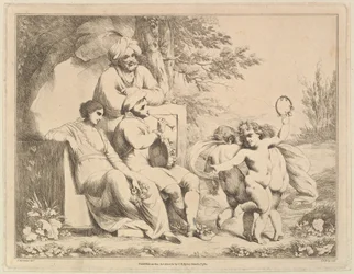Trois putti dansant au son d