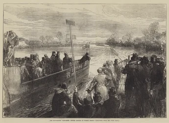 La course de bateaux des universités, Oxford en tête à Corney Reach