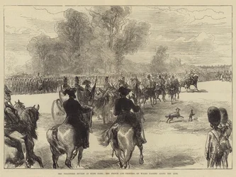 La Revue des Volontaires à Hyde Park, le Prince et la Princesse de Galles passant en revue la ligne