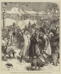 Préparatifs de guerre en Russie, réquisition de chariots et de chevaux pour le transport de l