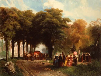Un après-midi ensoleillé dans le parc (huile sur toile)