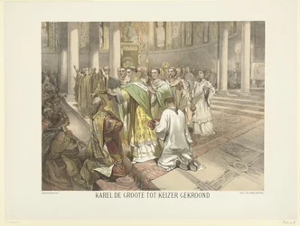 Charlemagne couronné empereur, 800. Série de 24 planches d