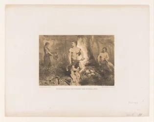Hommes, femme et enfant dans la forêt