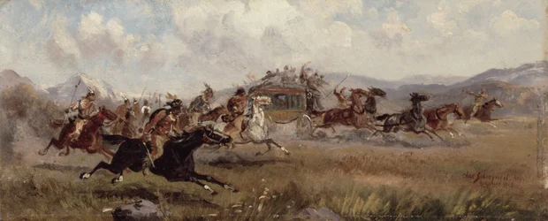 Des Sioux attaquant une diligence, 1909