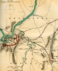Carte de Chattanooga et de ses défenses, Tennessee, 1862-1867