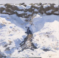 Neige en bord de route, 2016 (huile sur toile)