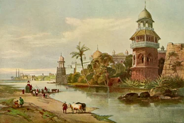 Delhi - Le palais du roi depuis la rivière, années 1840