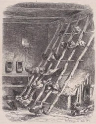Visite à une ferme - Le Poulailler, du Magasin Pittoresque, ca. 1852