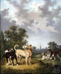 Chiens dans un paysage, vers 1820