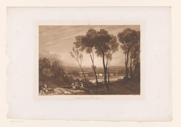 Paysage avec trois bergers et un pont à huit arches
