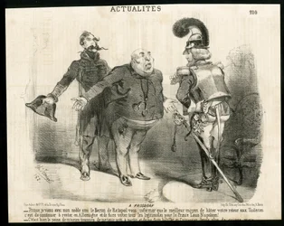 Illustration de Charles Vernier dans Le Charivari - À propos - Allemagne Prusse, Président de la République, Frosdorf - Ratapoil