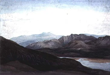 Sur la rivière Mawddach, Merionethshire, Cader Idris au loin