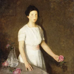 Fille avec une rose rouge