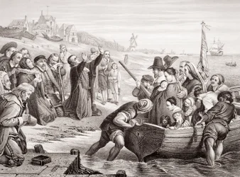 Départ des Pères pèlerins de Delft Haven en juillet 1620, d