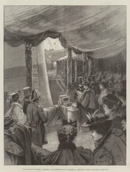 Le lancement du HMS Majestic à Portsmouth, le 31 janvier, la princesse Louise baptisant le navire