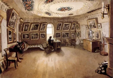 Autoportrait dans un intérieur 1860, par Carl Von hampeln (1808-1880). Peintre russe/autrichien.